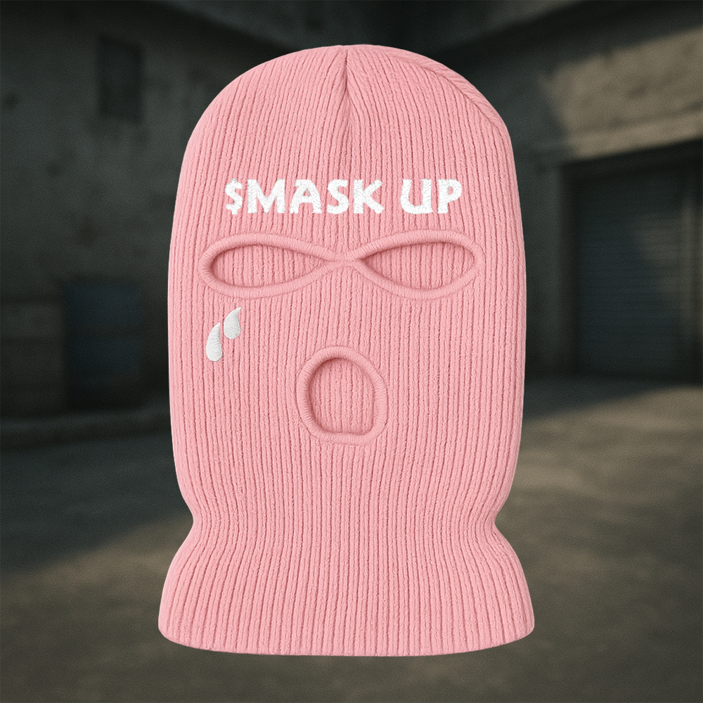 MASK UP Embroidered Pink Balaclava Mask