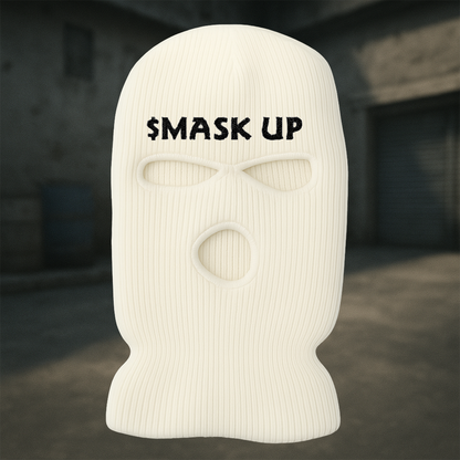 MASK UP Embroidered White Balaclava Mask