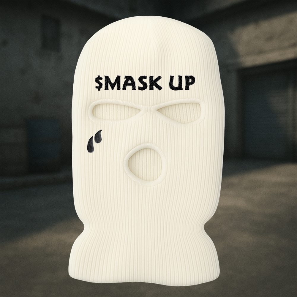 MASK UP Embroidered White Balaclava Mask