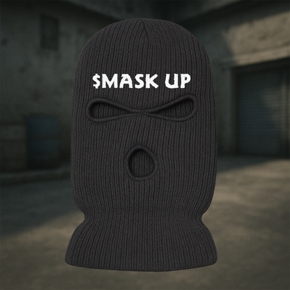 MASK UP Embroidered Black Balaclava Mask