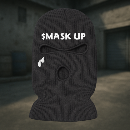 MASK UP Embroidered Black Balaclava Mask
